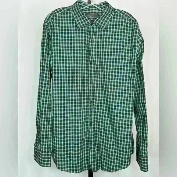 Vince Men’s Plaid Long Sleeve Button-Down Dress Shirt Brown and Green Size XL - Picture 2 of 6